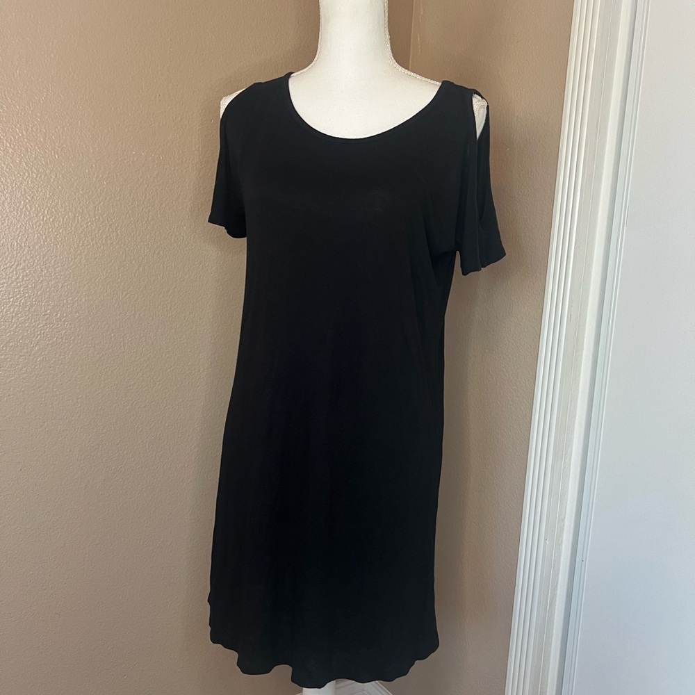Lightweight black dress with open shoulder detail